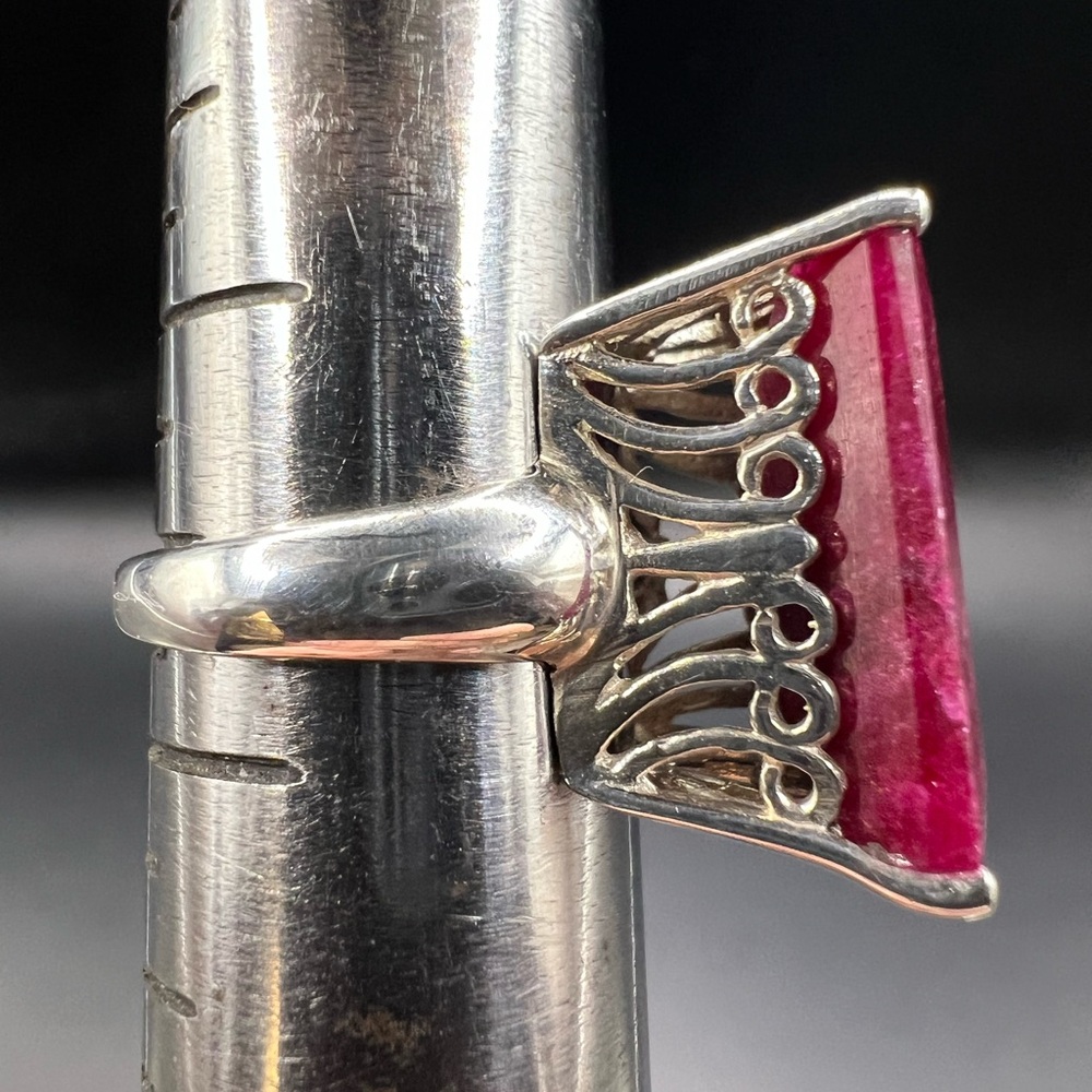 Sterling Silver With Rectangle Natural Ruby - image 3